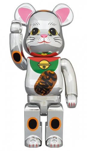 ベアブリック 400％ BE@RBRICK 招き猫 銀メッキ 発光