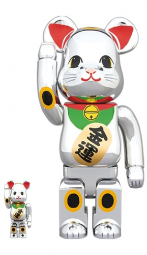 ベアブリック 400％ BE@RBRICK 招き猫 銀メッキ 金運 100％ & 400％