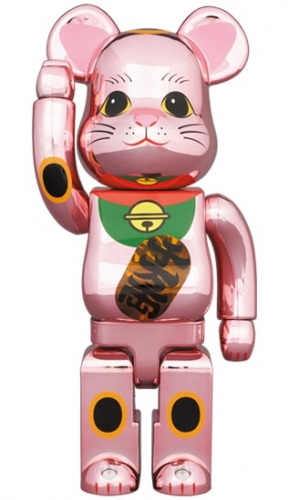 ベアブリック 400％ BE@RBRICK 招き猫 桃金メッキ 発光