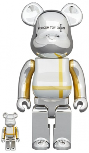 ベアブリック 400％ BE@RBRICK MEDICOM TOY PLUS SILVER CHROME Ver. 100％ & 400％ メディコム・トイ プラス シルバー クローム