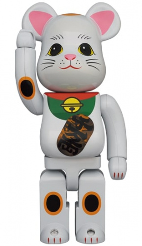 ベアブリック 400％ BE@RBRICK 招き猫 白メッキ 発光