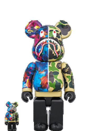 ベアブリック 400％ BE@RBRICK BAPE(R) × M / mika ninagawa SHARK 100％ & 400％ G