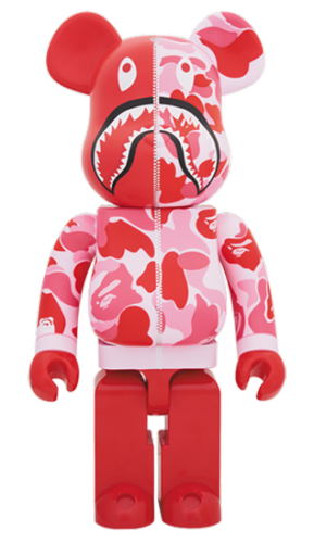 ベアブリック 1000％ BAPE(R) CAMO SHARK BE@RBRICK レッド ピンク