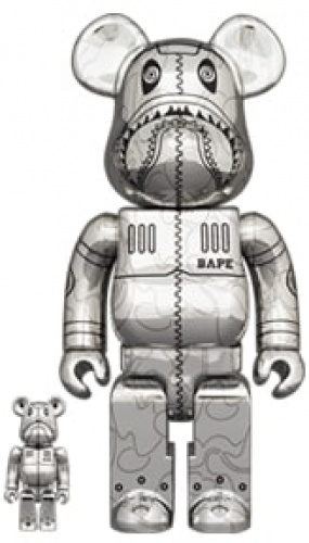 ベアブリック 400％ BE@RBRICK SORAYAMA × BAPE(R) CAMO SHARK 100％ & 400％ SILVER